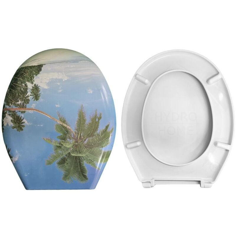 foto del prodotto copriwater universale ovale stampato tropic compatibile con vari modelli termoindurente bianco