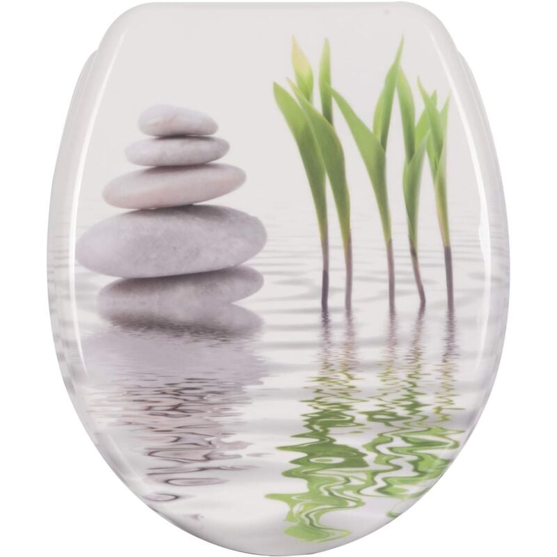 foto del prodotto copriwater universali ovale coprisedili wc coperchio in duroplastica bianco e pietra woltu