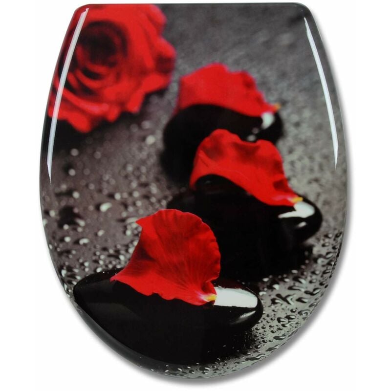 foto del prodotto copriwater universali ovale coprisedili wc coperchio in duroplastica petali di rosa woltu