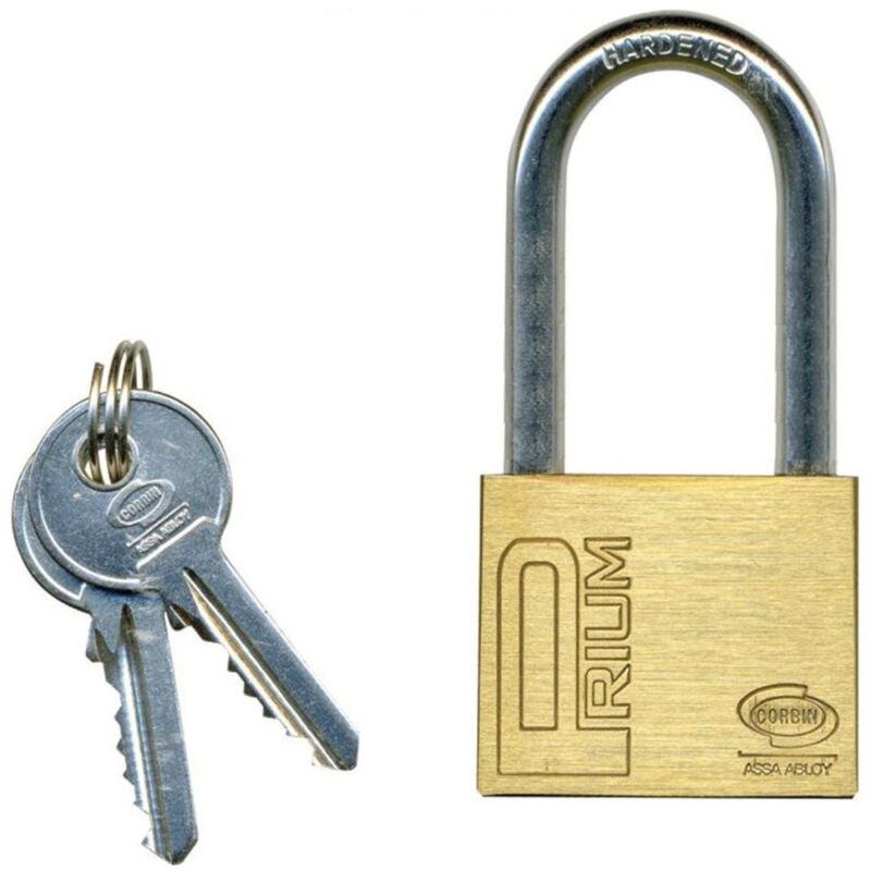 foto del prodotto corbin lucchetto catenaccio in ottone ad arco lungo 25 30 40 50 mm con 2 chiavi 40 mm ka 