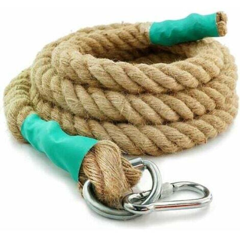 foto del prodotto corda da arrampicata con moschettone, corda da battaglia per allenamento di potenza - corda per allenamento muscolare, allenamento della forza - 30 mm x 3 m