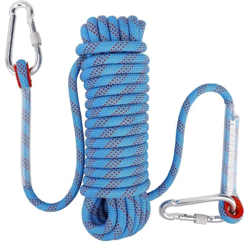 foto del prodotto corda da arrampicata con moschettone di sicurezza statico, 10 mm, poliestere, corda da alpinismo, soccorso per escursionismo, alpinismo, 10 m