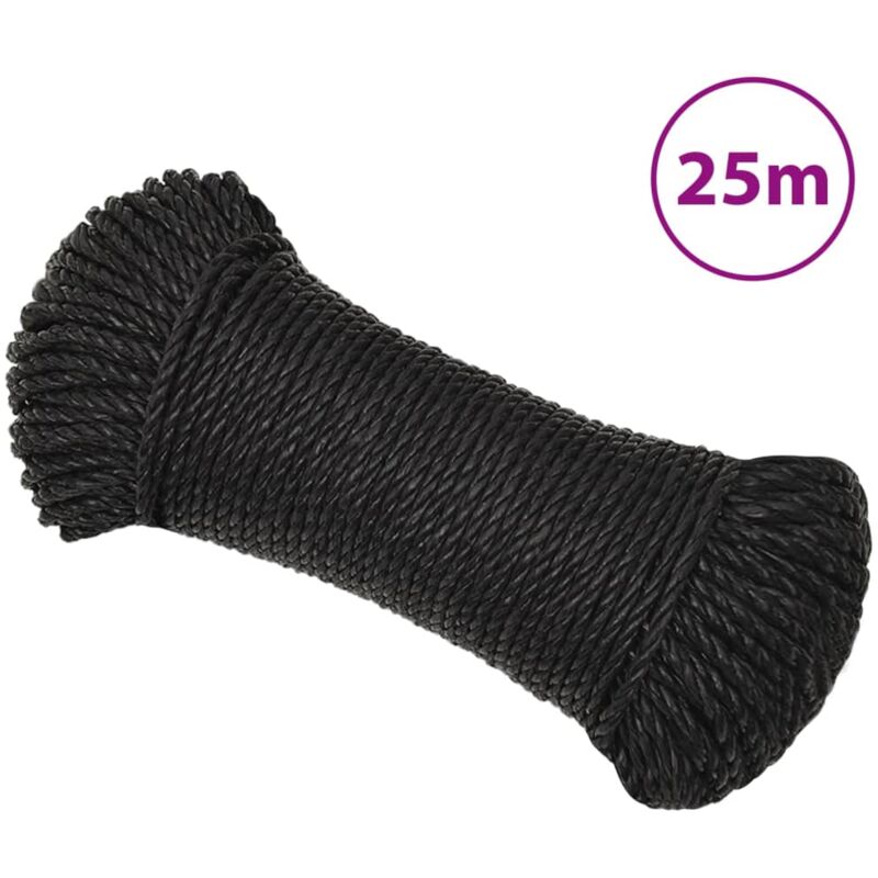 foto del prodotto corda da lavoro nera 6 mm 25 m in polipropilene - vidaxl