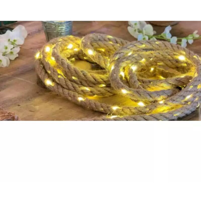 foto del prodotto corda decorativa elettrica con gocce led a luce bianca calda, 5 metri