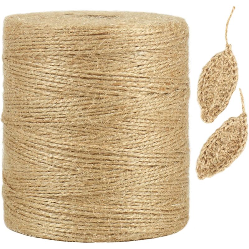 foto del prodotto corda di canapa naturale da 300 m, corda marrone sottile da 1 mm per lavori artigianali, uncinetto, confezioni regalo, giardinaggio e decorazioni