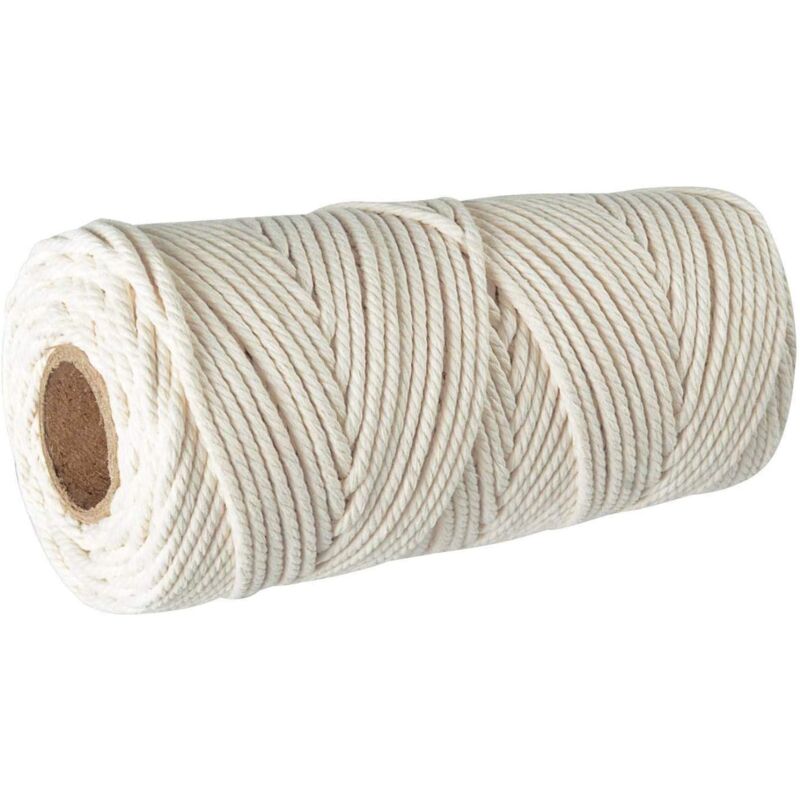 foto del prodotto corda di cotone per macram da 3 mm, filo di cotone da 100 m, corda per macram 100 naturale, corda intrecciata fai da te per appendere piante,