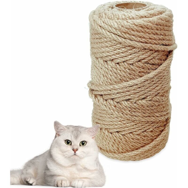 foto del prodotto corda di iuta per albero per gatti 6 mm 50 m corda di canapa naturale adatta per decorazioni da giardino albero per gatti tiragraffi per