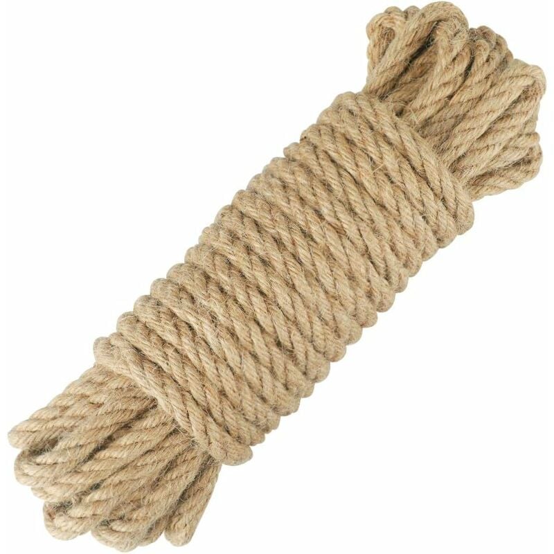 foto del prodotto corda di iuta spago corda canapa 10 mm di spessore, 10 metri di lunghezza, per artigianato, decorazione di mobili, imballaggio, giardinaggio,