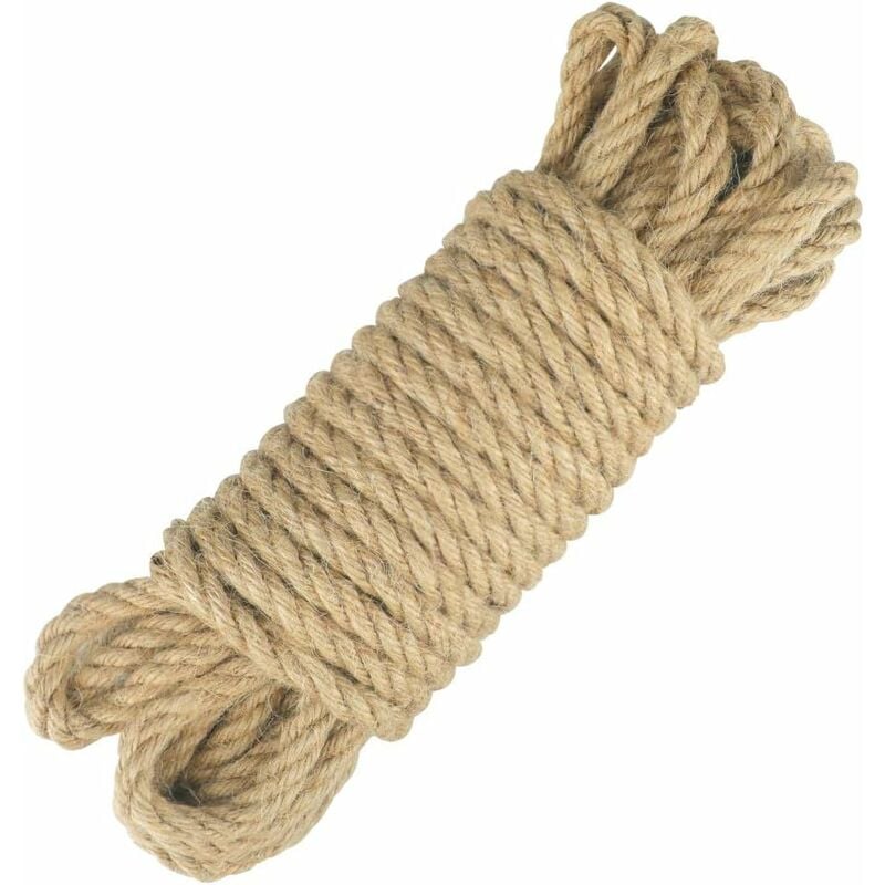 foto del prodotto corda di iuta spago corda canapa 8 mm di spessore, 10 metri di lunghezza, per artigianato, decorazione di mobili, imballaggio, giardinaggio,