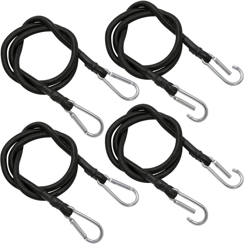 foto del prodotto corda elastica, 4 pezzi di corda elastica in gomma con gancio per fibbia da alpinismo, fettuccia elastica lunga 100 cm per il trasporto in campeggio,