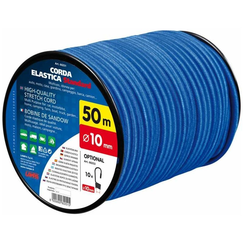 foto del prodotto corda elastica in bobina d.10 mm 50 m blu