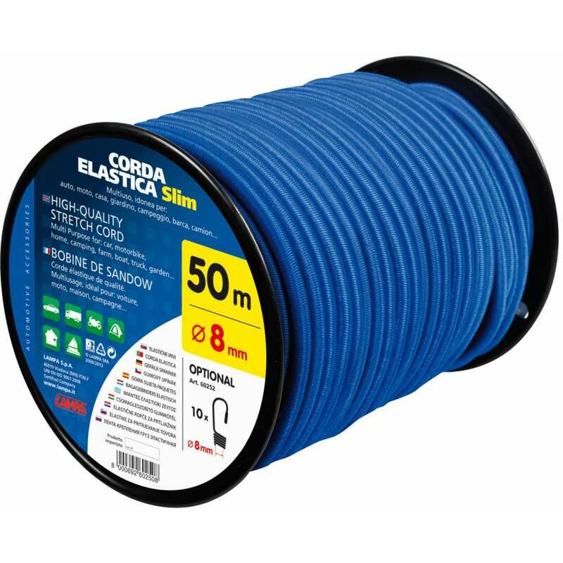 foto del prodotto corda elastica in bobina d.8 mm 50 m blu