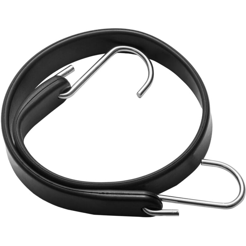 foto del prodotto corda elastica piatta, include cinghie nere per carichi pesanti da 15 , 21 , 36 pollici, 20 mm con ganci a s in acciaio, corda elastica da 20 pezzi