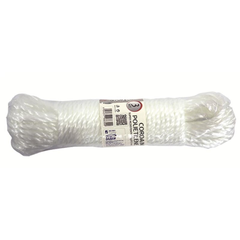 foto del prodotto corda in polipropilene 4mmx15mt peso 105gr colore bianco
