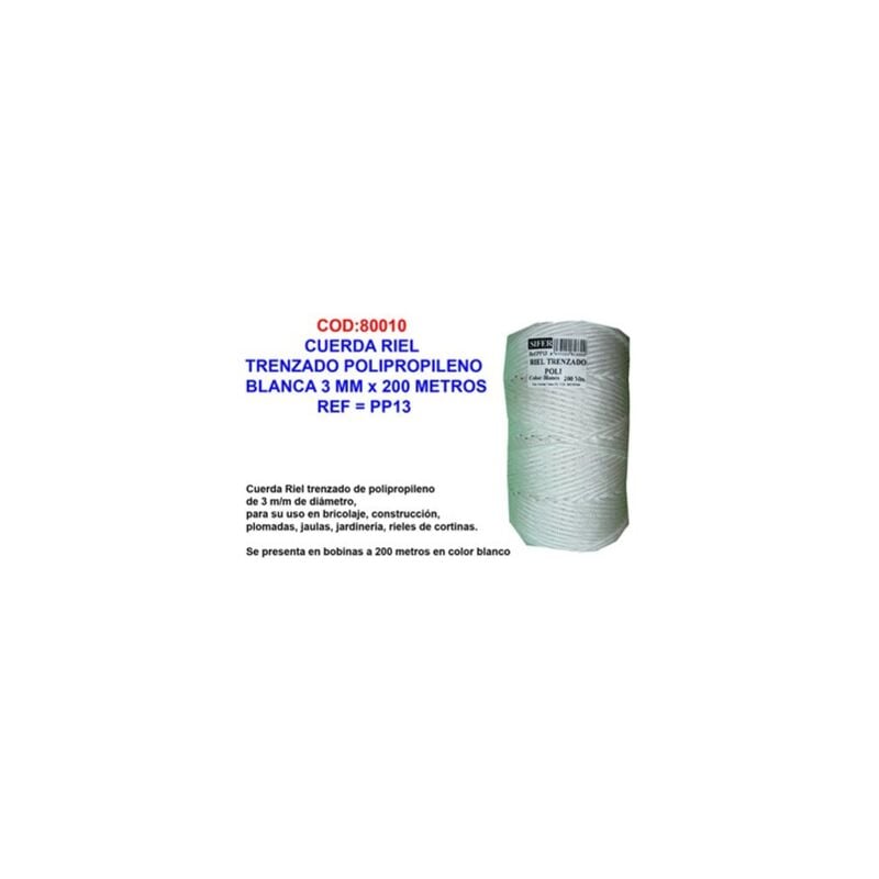 foto del prodotto corda intrecciata in polipropilene bianco 3 mm x 200 metri
