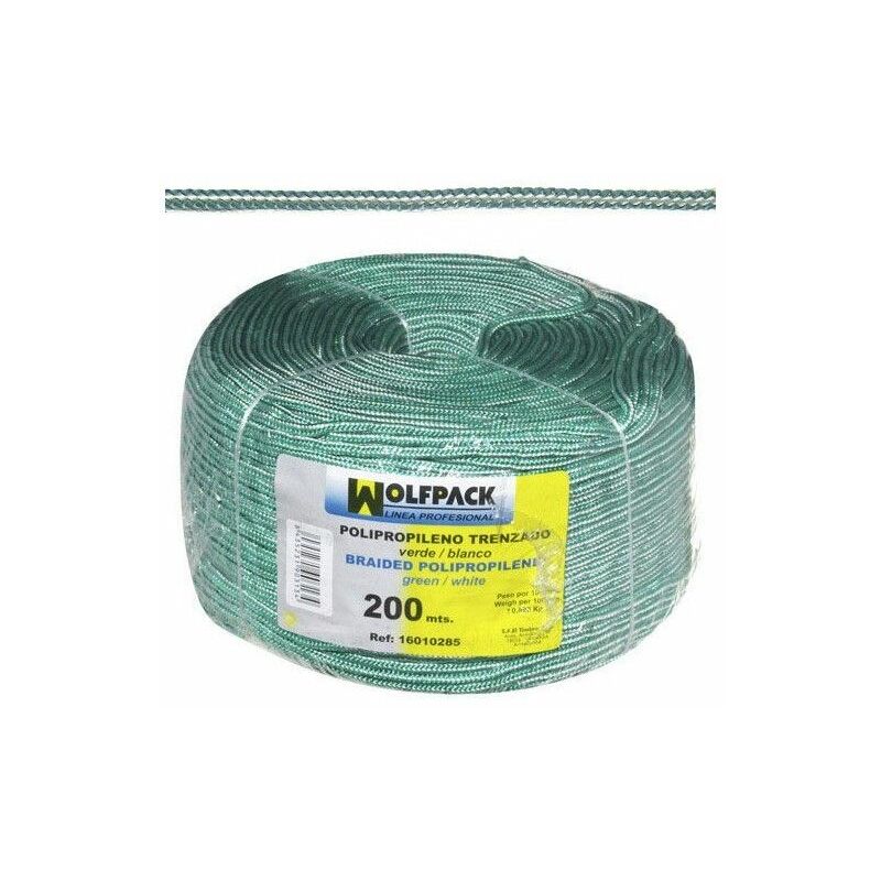 foto del prodotto corda intrecciata in polipropilene bianco verde bobina 200 m 