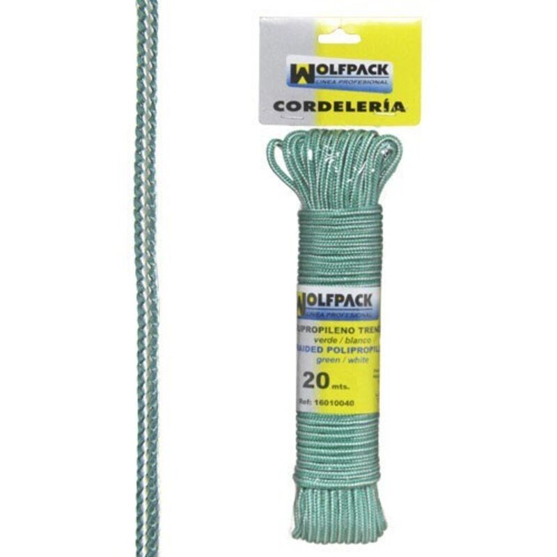 foto del prodotto corda intrecciata in polipropilene bianco verde matassina 20 m.