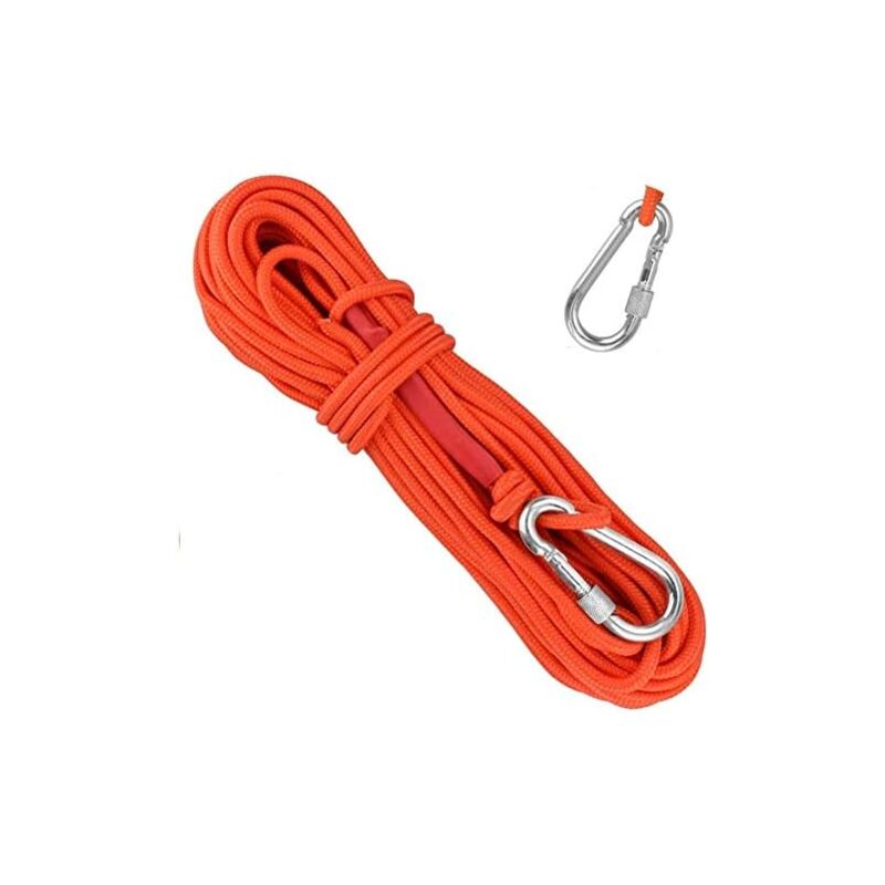 foto del prodotto corda intrecciata in polipropilene, corde da arrampicata da 20 m con moschettone, protezione uv, antimuffa e anticorrosione, multifunzionale per