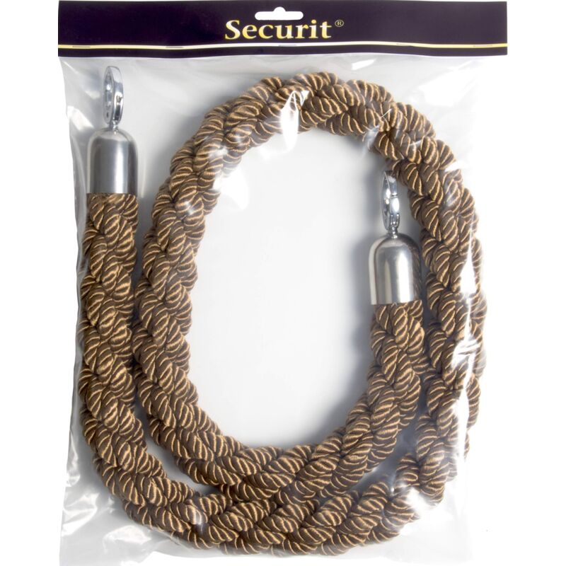 foto del prodotto corda intrecciata per sistema barriera classic per bar, ristoranti, pub, negozi agganci con moschettoni 150 cm finitura cromata colore