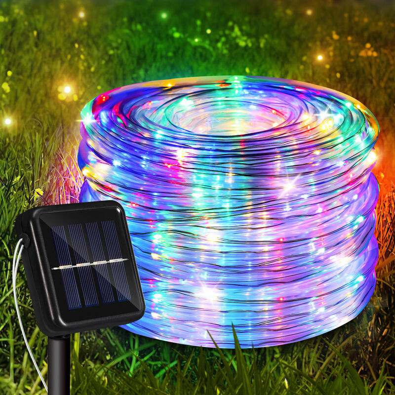 foto del prodotto corda luminosa cablata solare led luce da giardino corda luminosa multicolore 10m swanew