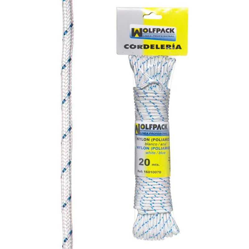 foto del prodotto corda nylon alta tenacit bianco blu matassina 20 m. 
