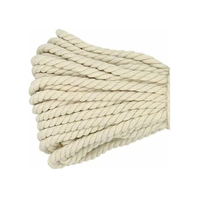 foto del prodotto corda per macram , corda spessa, grande corda di cotone intrecciata, 8 mm x 20 m beige