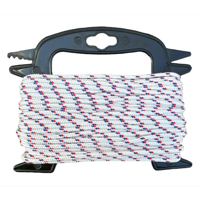 foto del prodotto corda treccia fune 4 mm 20 metri in polipropilene 16 fusi anti uv con segnalino 4 mm 20 metri