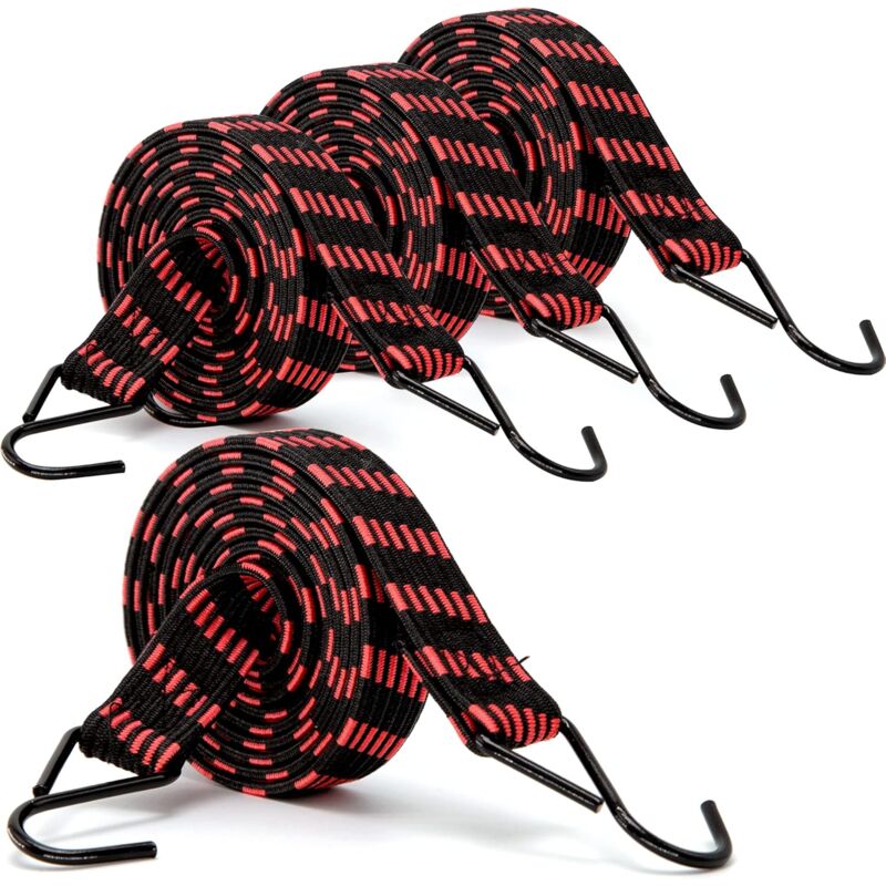 foto del prodotto corde elastiche, 4 pezzi 2m corde elastiche con ganci, corda elastica universale di alta qualit per bagagli, auto, moto, biciclette, utilizzata per