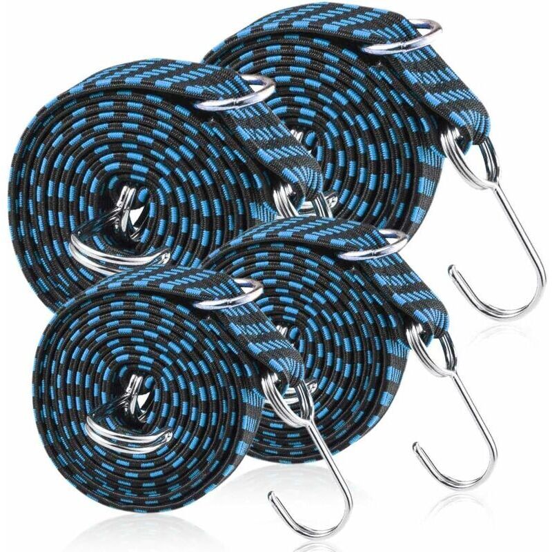 foto del prodotto corde elastiche con ganci, corda elastica, corda elastica per bagagli, 4 pezzi corda elastica per bagagli, corda elastica regolabile con gancio in