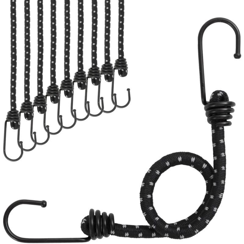 foto del prodotto corde elastiche con strisce riflettenti e ganci 10 pz 38 cm vidaxl