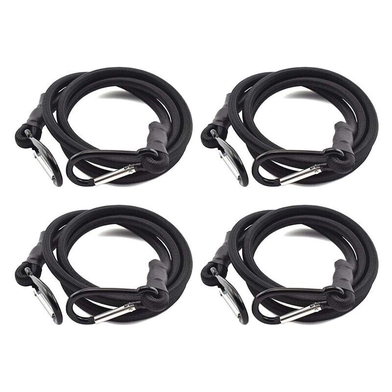 foto del prodotto corde elastiche, corde elastiche elastiche, corde elastiche con ganci, 4 pezzi corde elastiche nere, corde elastiche con ganci per portapacchi corde