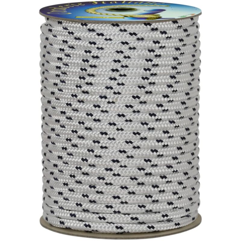 foto del prodotto corderie italiane 006000518 treccia nautica, 10 mm, 30 mt, colore bianco con segnalino blu