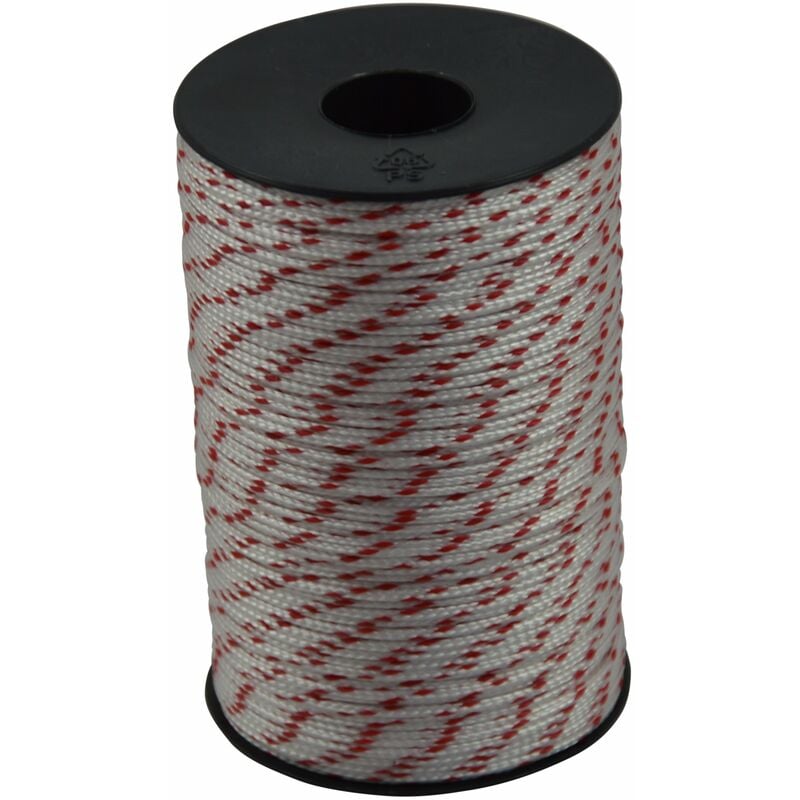foto del prodotto corderie italiane 006003465 cordino nylon bianco rosso 1,8 mm 200 mt su rocchetto