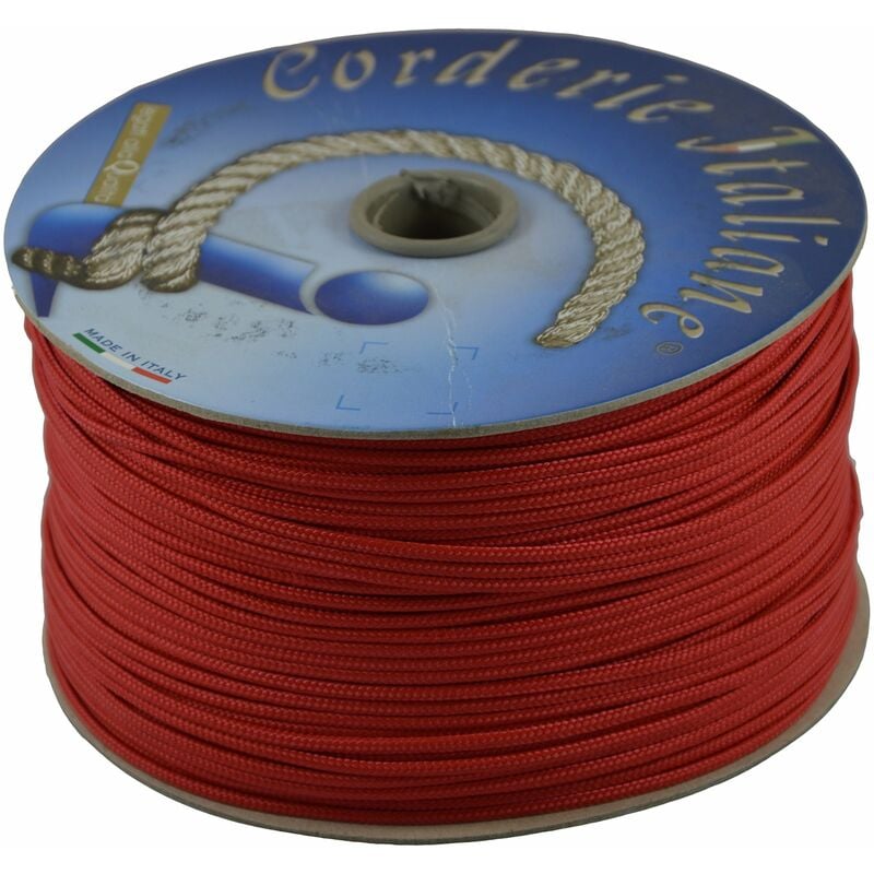 foto del prodotto corderie italiane 006037323 cordino colorato hobby, rosso, 3 mm, 200 mt