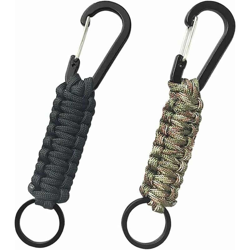 foto del prodotto cordino intrecciato, paracord con moschettone, portachiavi in paracord con moschettone, per campeggio all aperto, chiavi per auto, arrampicata