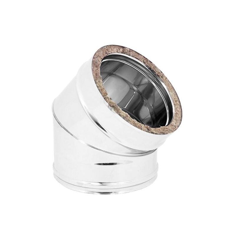 foto del prodotto cordivari curva 45 doppia parete acciaio inox aisi 316 parte interna aisi 304 parte esterna 80 interno 130 esterno sp. 0,5 mm europrofil