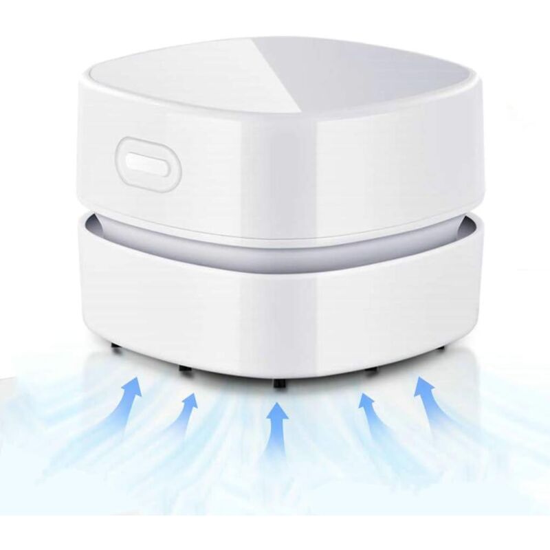 foto del prodotto cordless mini tabletop vacuum cleaner, usb rechargeable, 90 minutes runtime, 360 rotatable, for removing crumbs, dust and ash from table, desk and