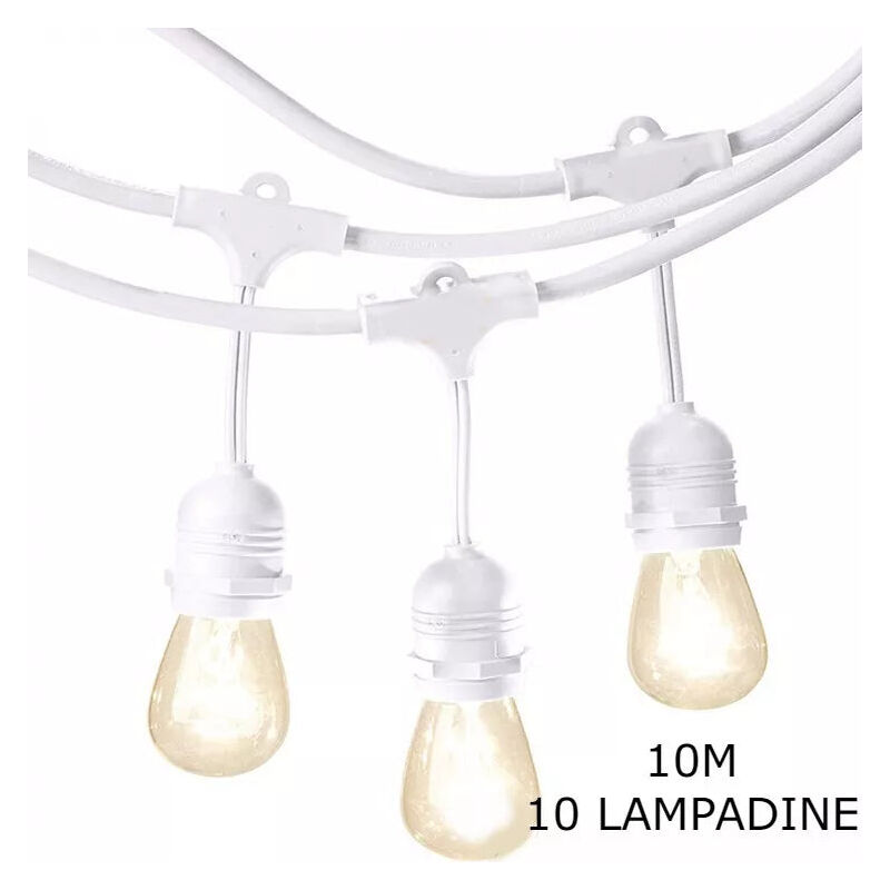 foto del prodotto cordoniera catena luminosa da esterno con lampadine led, lunghezza regolabile da 10 a 20 metri, impermeabile, risparmio energetico, ideale per