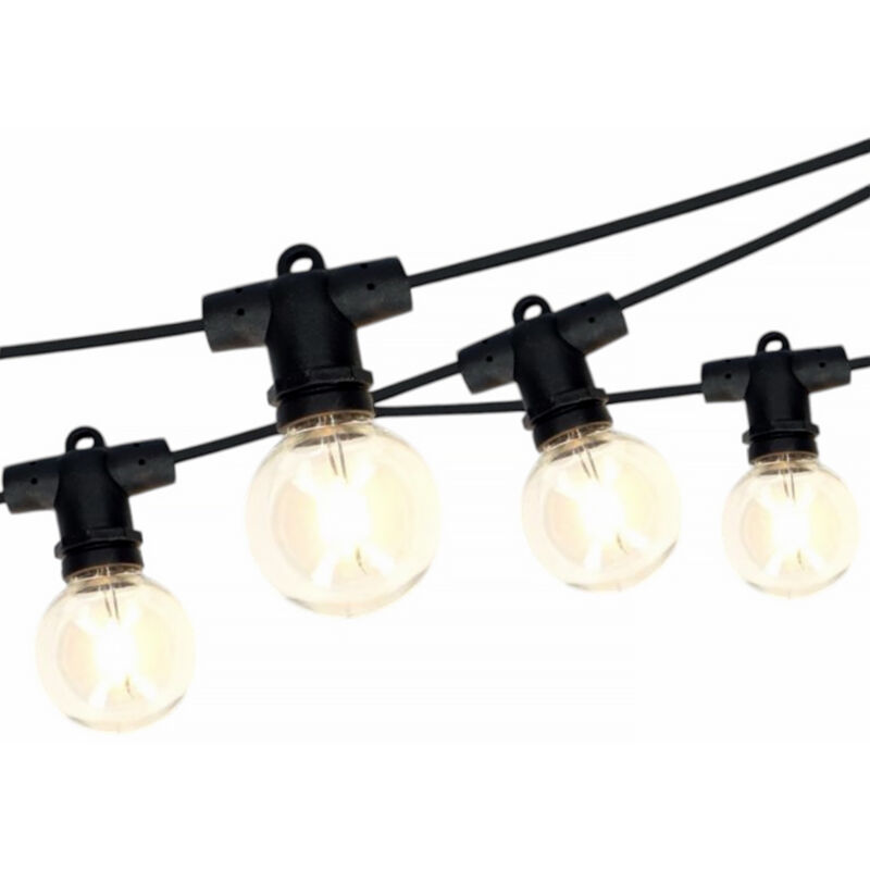 foto del prodotto cordoniera led 9,8m con 10 lampadine g40 a luce calda e12, prolungabile per esterni, giardino, eventi, ristoranti lampadina omaggio inclusa