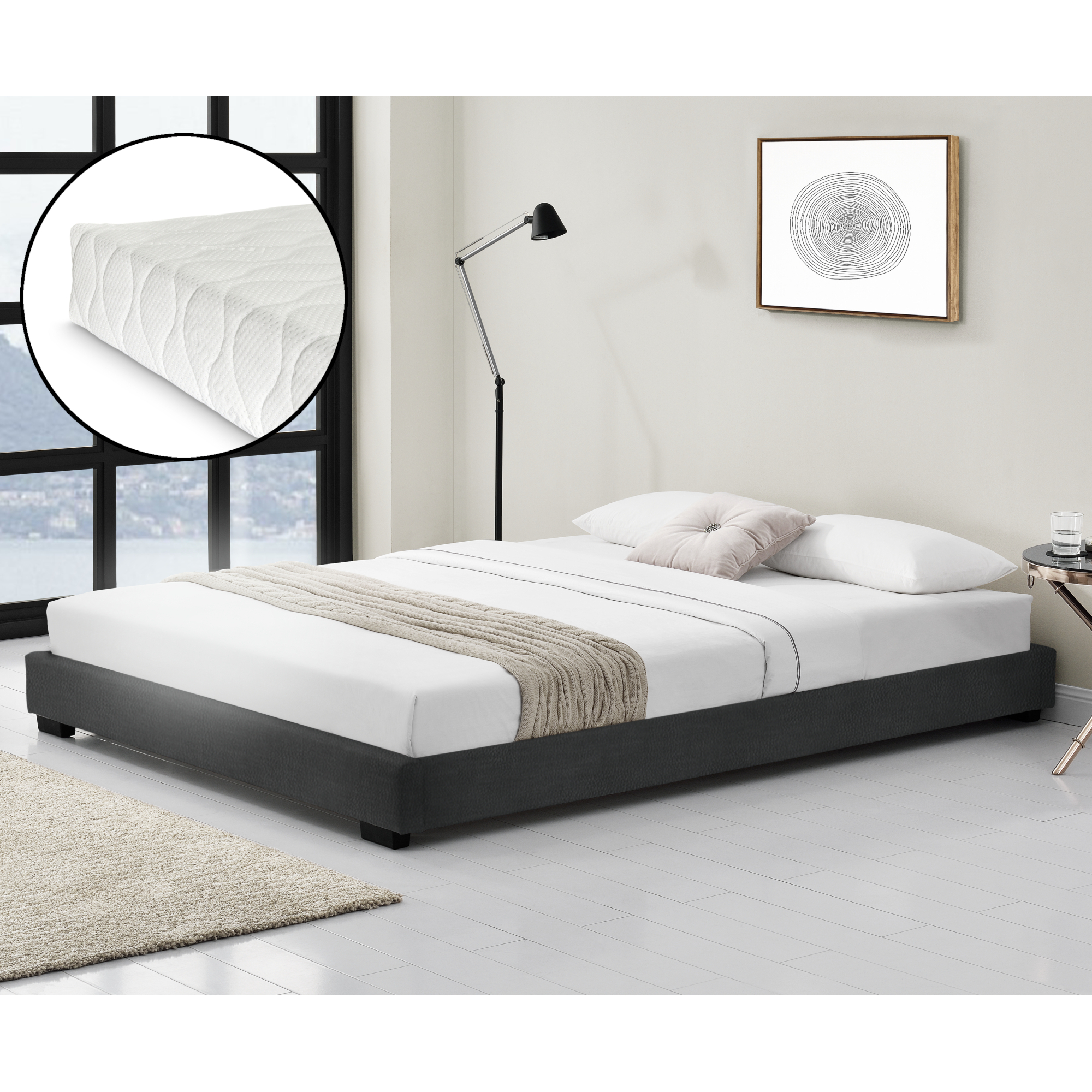 foto del prodotto corium struttura letto imbottito con materasso a schiuma fredda 140 x 200 cm letto 1 piazza e mezza con rivestimento in