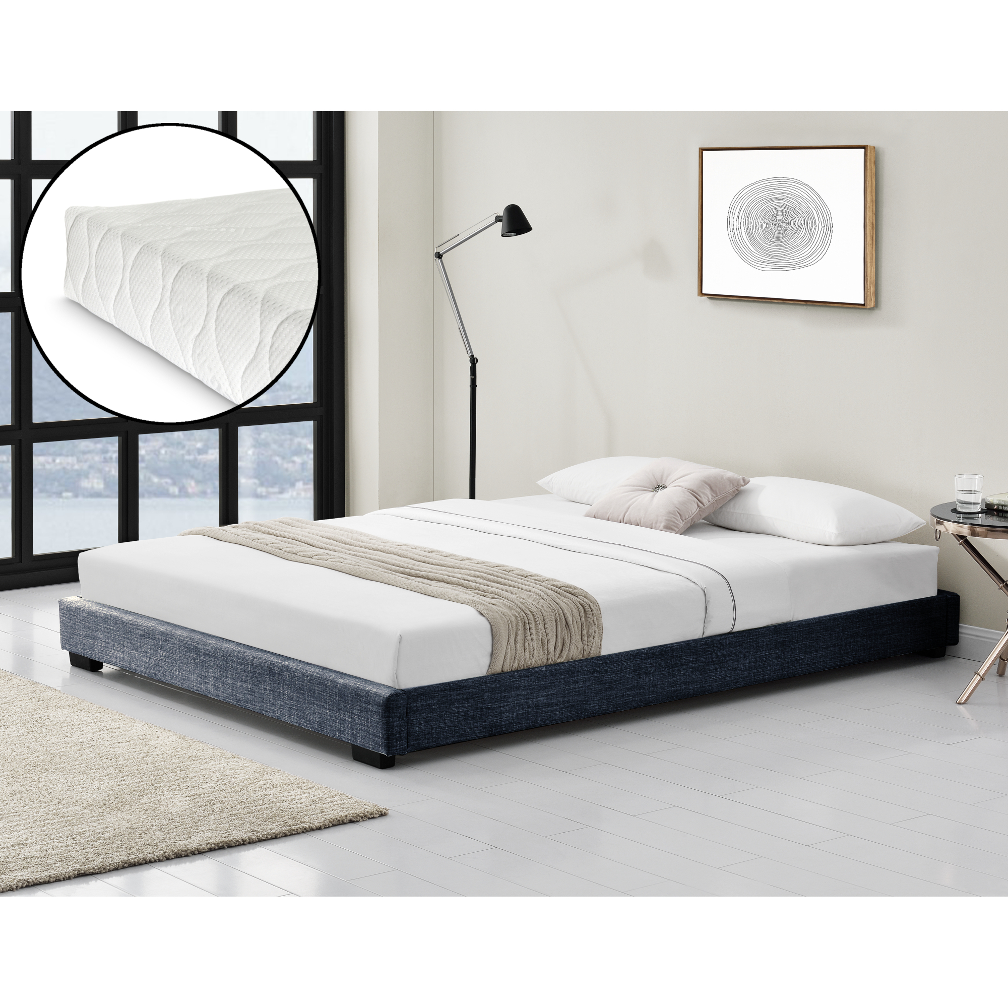 foto del prodotto corium struttura letto imbottito con materasso a schiuma fredda 140 x 200 cm letto 1 piazza e mezza con rivestimento in
