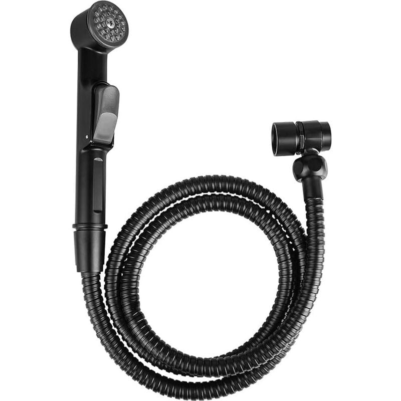 foto del prodotto cornat sa144 sa144 set doccia mobile con doccetta e tubo flessibile, facile da cambiare, con supporto a parete, colore nero opaco