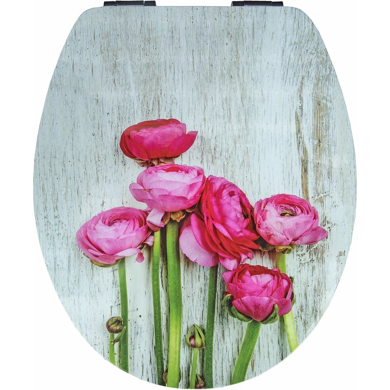 foto del prodotto cornat sedile wc fiori di auguri mdf , chiusura automatica, fissaggio rapido, 1 pezzo, ksdsc351