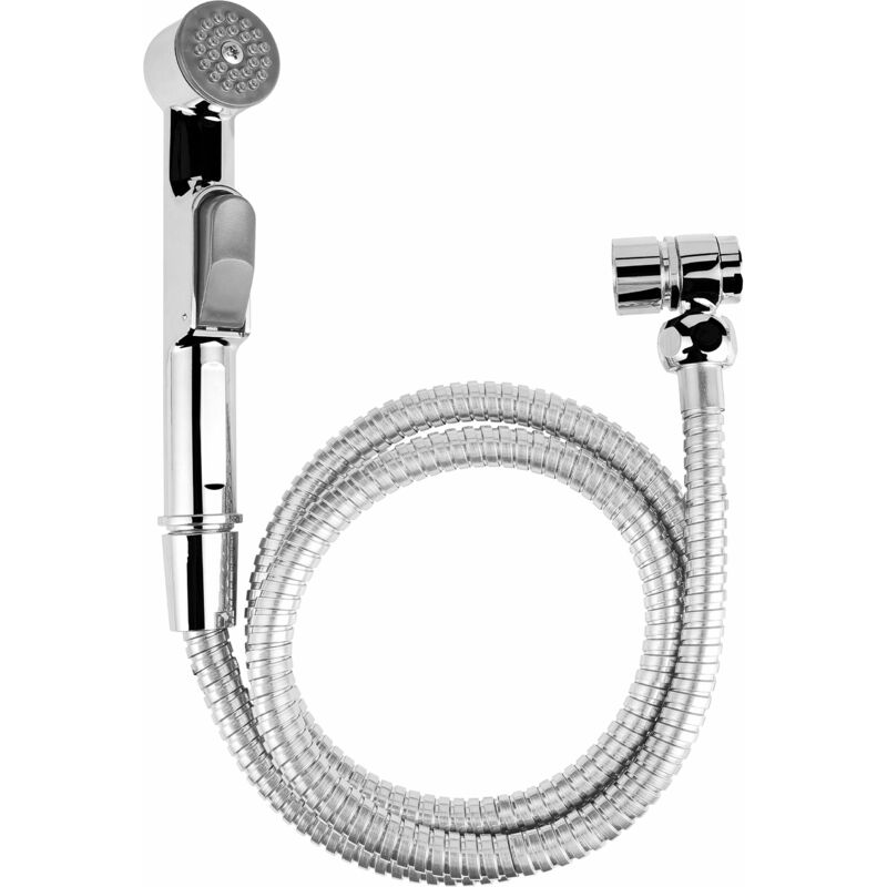 foto del prodotto cornat set mano per bidet, utilizzabile su rubinetto e valvola angolare, facile da commutare, con supporto a parete, colore nero opaco, doccia