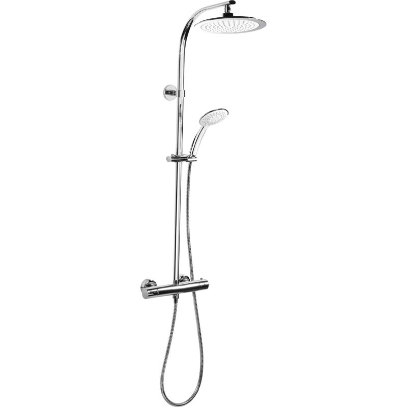 foto del prodotto cornat sistema doccia completo style cromato con rubinetto termostatico doccetta con 5 tipi di getto normale, morbido, massaggio 