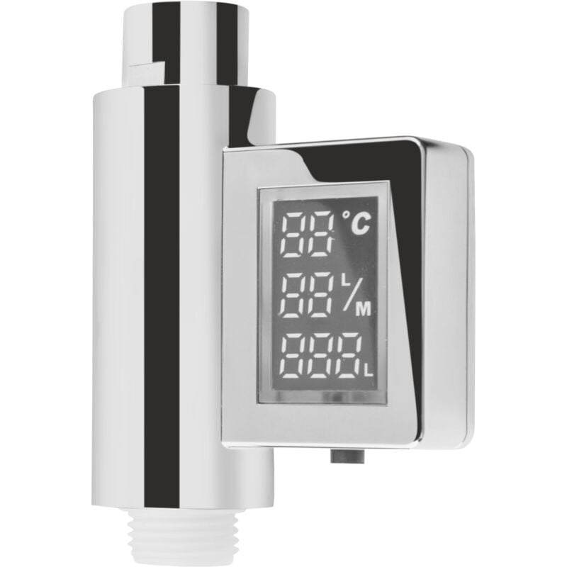 foto del prodotto cornat tecb3394 contatore di consumo smartly , con display digitale, cromato, 3 indicatori di consumo e indicatore di cambio colore a led,