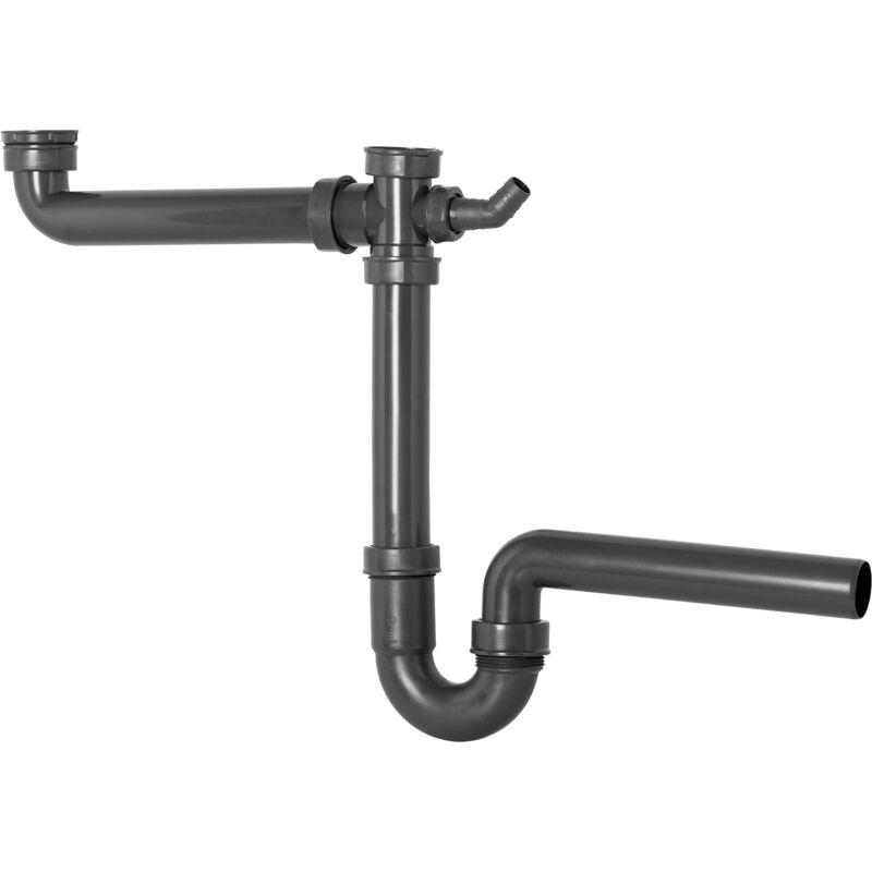 foto del prodotto cornat tubo per doppio lavello, collegamento per dispositivi, realizzato in plastica riciclata, confezione riciclabile, sifone, t353108r, grigio, 1