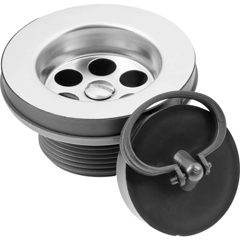 foto del prodotto cornat valvola 1 1 2 pollici ag realizzato in plastica riciclata imballaggio riciclabile scarico tappo per lavello t352004r, grigio