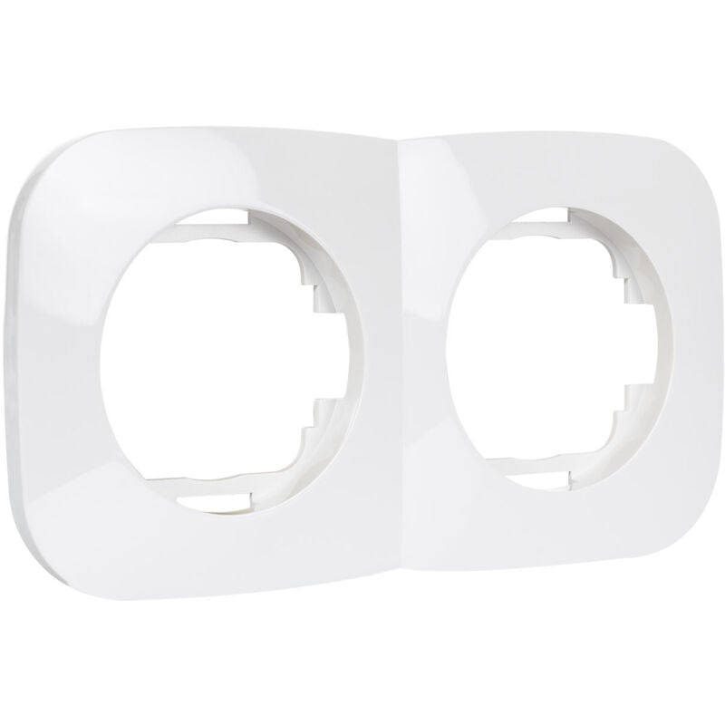 foto del prodotto cornice 2 moduli per meccanismi classic round bianco