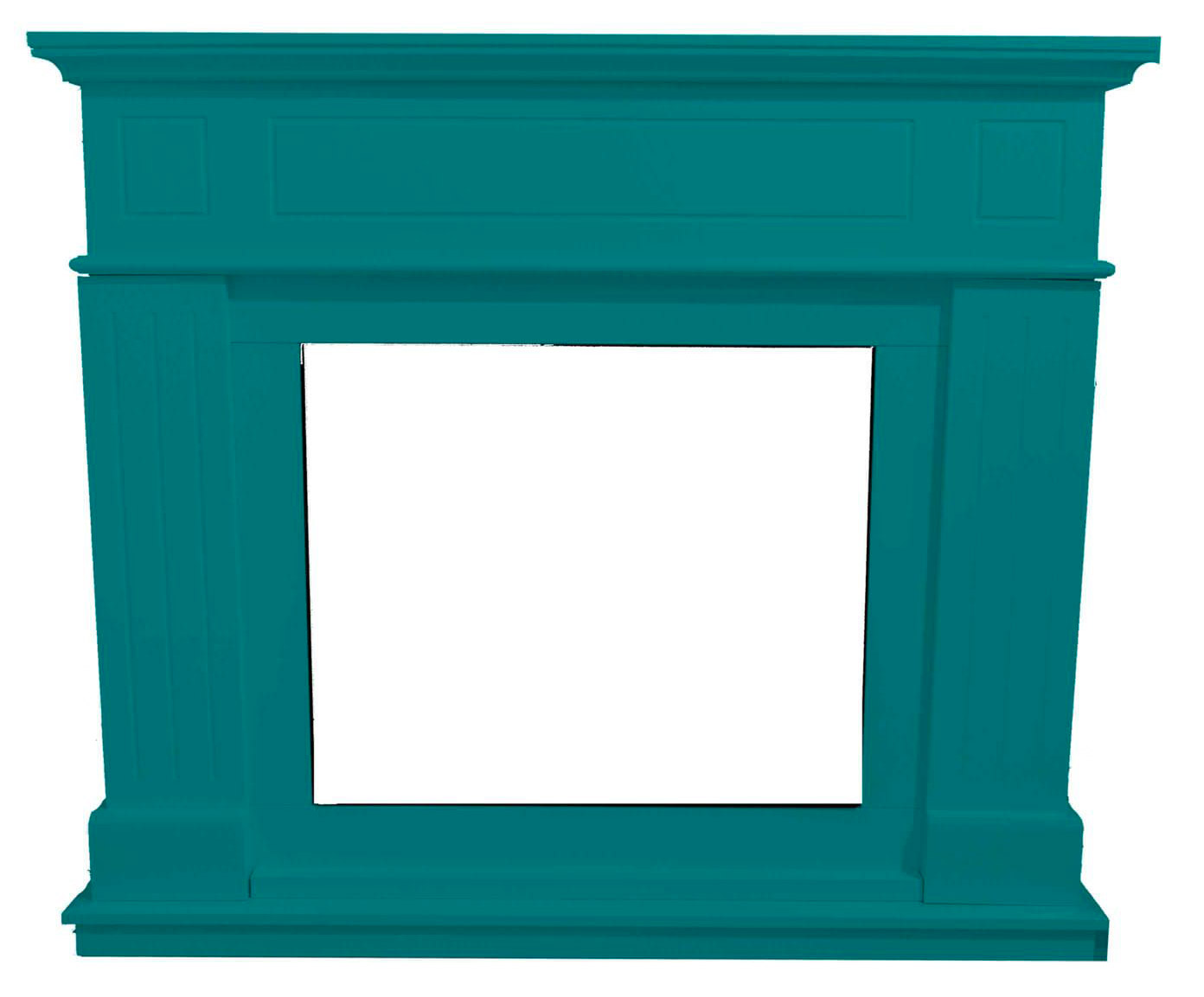 foto del prodotto cornice da pavimento per inserto camino elettrico 110x94,9x24,9 cm in mdf sined pienza turchese